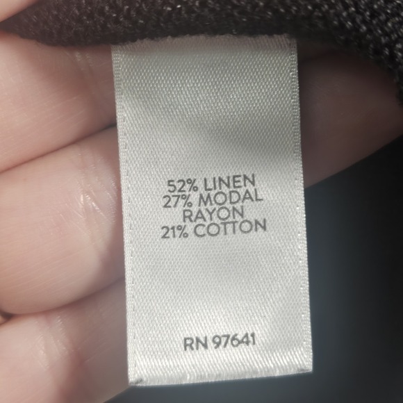 J Jill Cardigan Womens 2X Black Cuffed Sleeve Linen Blend Open Front Sweater - Picture 6 of 13